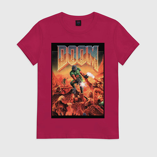 Женская футболка DOOM игра / Маджента – фото 1