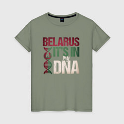 Футболка хлопковая женская ДНК - Беларусь, цвет: авокадо