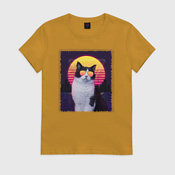 Женская футболка Synthwave cat