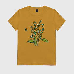 Футболка хлопковая женская Nature, цвет: горчичный