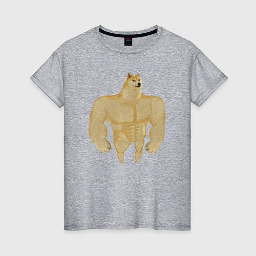 Женская футболка Мем собака качок DOGE / Меланж – фото 1