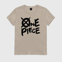 Футболка хлопковая женская One Piece Большой куш лого, цвет: миндальный