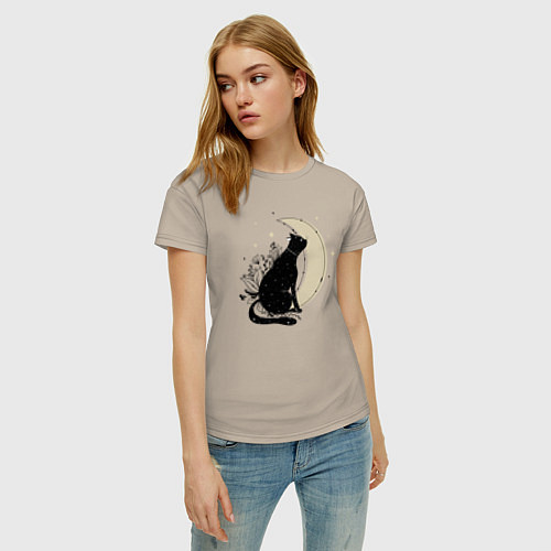 Женская футболка Звездная кошка и Полумесяц / Миндальный – фото 3