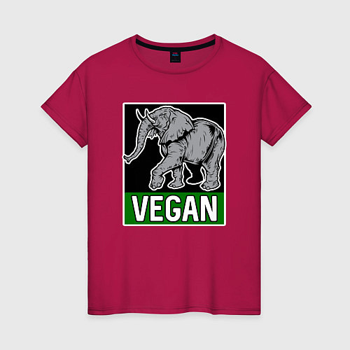 Женская футболка Vegan elephant / Маджента – фото 1