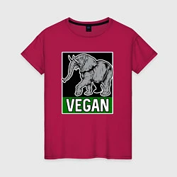 Футболка хлопковая женская Vegan elephant, цвет: маджента