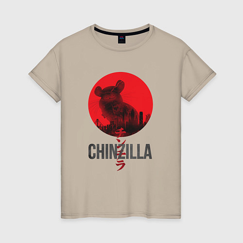 Женская футболка Chinzilla black / Миндальный – фото 1