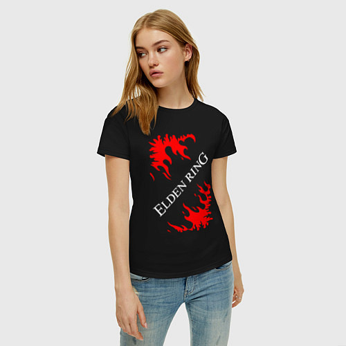 Женская футболка Элден Ринг - Пламя / Черный – фото 3