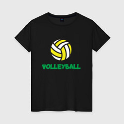 Футболка хлопковая женская Game Volleyball, цвет: черный