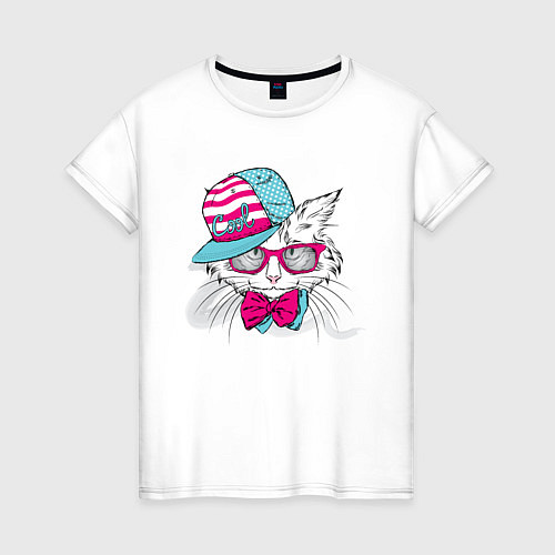 Женская футболка Крутой кот / Белый – фото 1