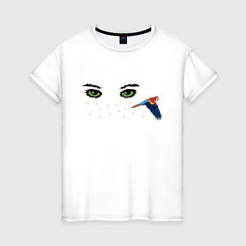 Женская футболка Глаза и попугай / Белый – фото 1