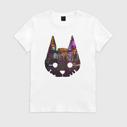 Футболка хлопковая женская Stray: City Cat, цвет: белый