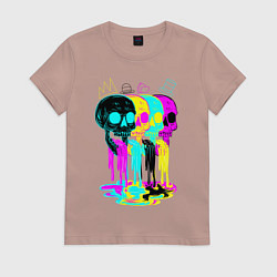Женская футболка 4 ЧЕРЕПА SKULLS NEON