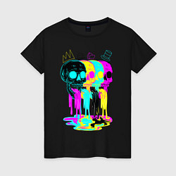 Женская футболка 4 ЧЕРЕПА SKULLS NEON