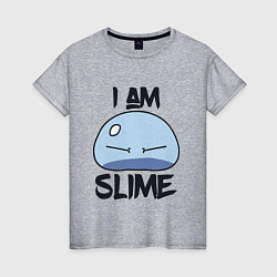 Футболка хлопковая женская I AM SLIME, Я СЛИЗЬ, цвет: меланж