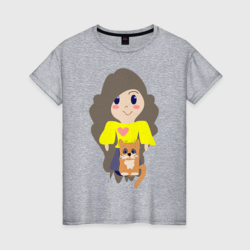 Женская футболка Малышка с котиком / Меланж – фото 1
