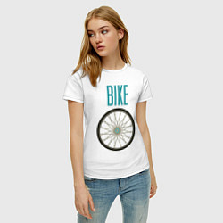 Футболка хлопковая женская Велосипед, колесо, цвет: белый — фото 2