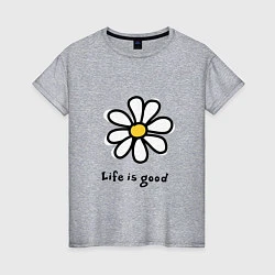 Футболка хлопковая женская LIFE IS GOOD, цвет: меланж