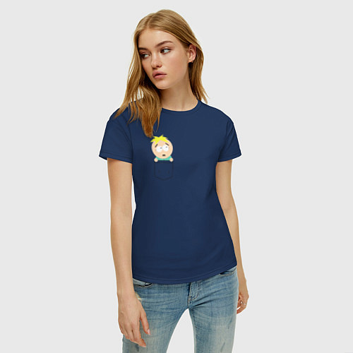 Женская футболка Баттерс в кармане / Тёмно-синий – фото 3