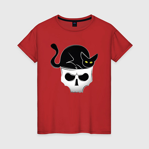 Женская футболка Skull Cat / Красный – фото 1