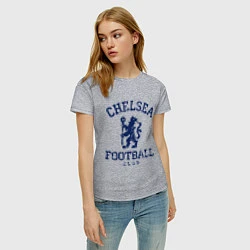Футболка хлопковая женская Chelsea FC: Lion, цвет: меланж — фото 2