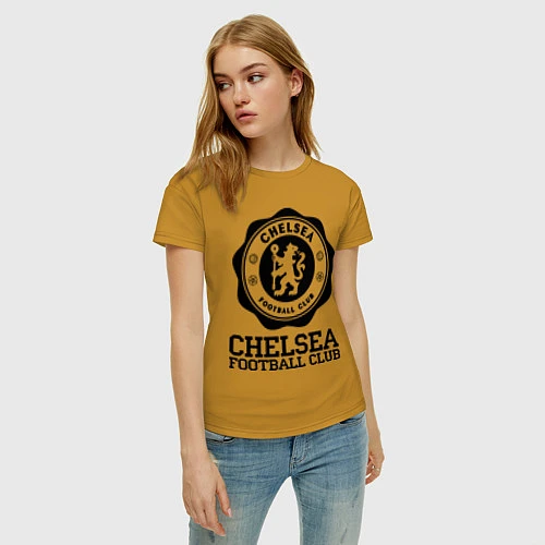 Женская футболка Chelsea FC: Emblem / Горчичный – фото 3