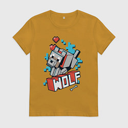 Женская футболка Майнкрафт Волк, Minecraft Wolf