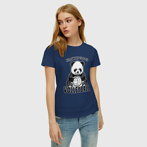 Женская футболка Volleyball Panda / Тёмно-синий – фото 3