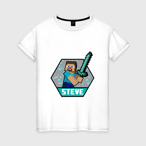 Женская футболка Стиви и алмазный меч MAINCRAFT / Белый – фото 1