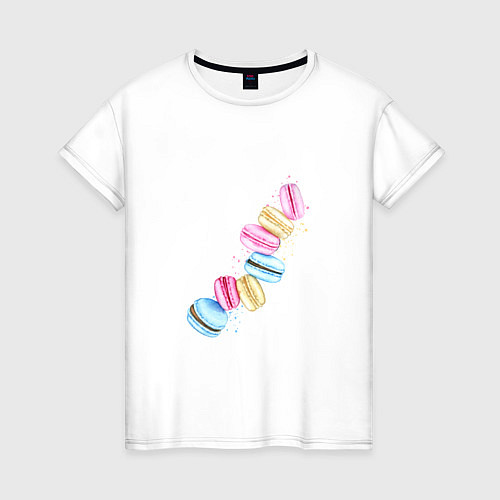 Женская футболка Macarons Нежные пирожные / Белый – фото 1