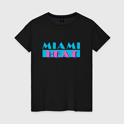 Футболка хлопковая женская Майами Хит, цвет: черный