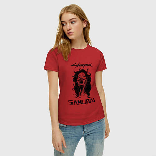 Женская футболка SAMURAI CYBERPUNK 2077 / Красный – фото 3