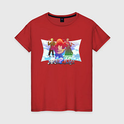 Футболка хлопковая женская Мугивары One Piece, цвет: красный