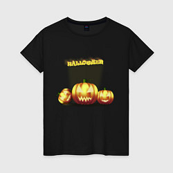 Футболка хлопковая женская Halloween, цвет: черный