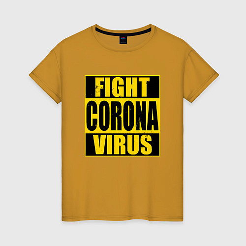 Женская футболка Fight Corona Virus / Горчичный – фото 1