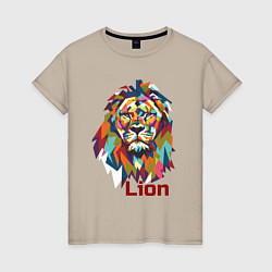 Футболка хлопковая женская Lion, цвет: миндальный