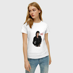 Футболка хлопковая женская BAD Майкл Джексон, цвет: белый — фото 2