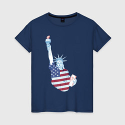 Футболка хлопковая женская Статуя свобода, цвет: тёмно-синий