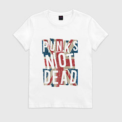 Футболка хлопковая женская Punks not dead, цвет: белый