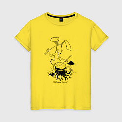 Футболка хлопковая женская Курьер - Заяц 2, цвет: желтый