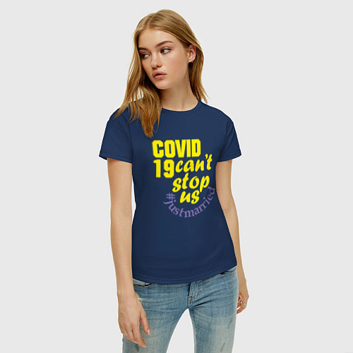 Женская футболка Ковид нас не остановит / Тёмно-синий – фото 3