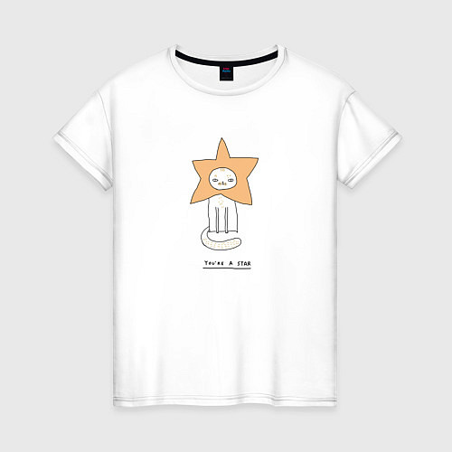 Женская футболка Cat is a star / Белый – фото 1