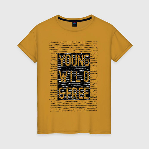 Женская футболка YOUNG WILD &FREE / Горчичный – фото 1