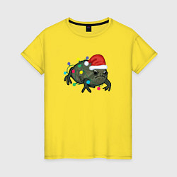Женская футболка Недовольная лягуха в Новый Год