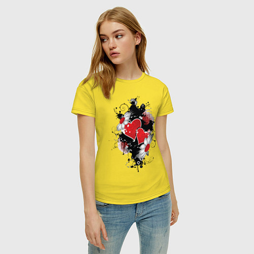 Женская футболка Сердца и ромашки / Желтый – фото 3