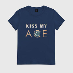 Футболка хлопковая женская Kiss My Ace, цвет: тёмно-синий