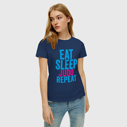 Женская футболка Есть, спать, дзюдо / Тёмно-синий – фото 3