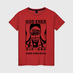 Футболка хлопковая женская Enel God Goro Goro no Mi One Piece, цвет: красный