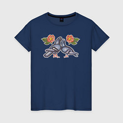 Женская футболка Романтичные голуби