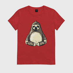 Женская футболка Ленивец в медитации