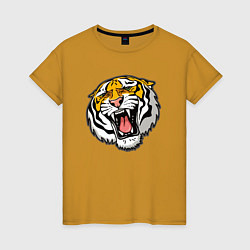 Футболка хлопковая женская Tiger, цвет: горчичный